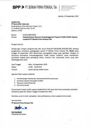 Hubungan Investor RENCANA PENYELENGGARAAN PAPARAN PUBLIK INSIDENTIL