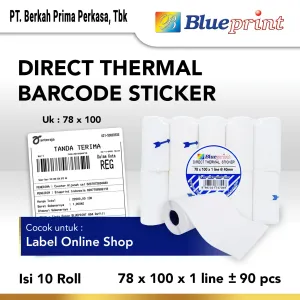 Sticker Label Portable<br> Direct Thermal Sticker Label Resi Portable BLUEPRINT 78x100 isi 90 Pcs 1 sticker_label_78_x_100_10_roll