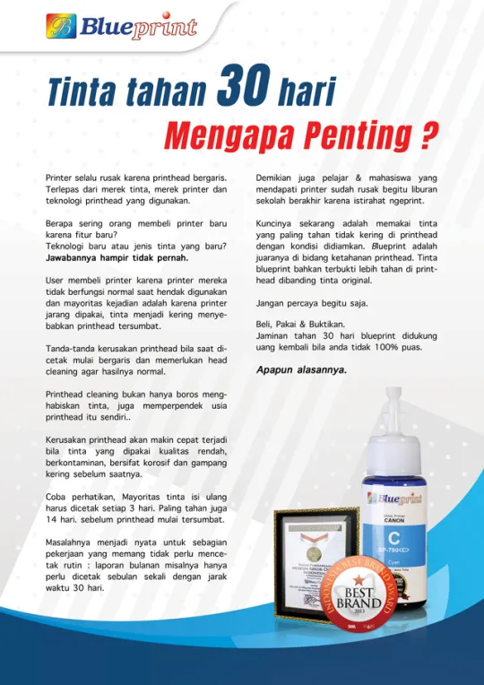 Tinta tahan 30 hari<br>Mengapa penting?<br><br>