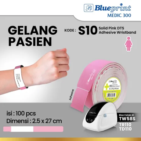 Rumah Sakit Gelang Pasien Rumah Sakit BLUEPRINT 25x270 mm Medic 300  Pink tokopedia  gelang pasien  s10