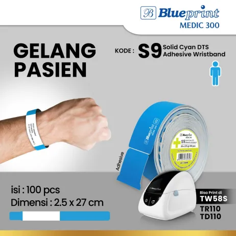 Rumah Sakit Gelang Pasien Rumah Sakit BLUEPRINT 25x270 mm Medic 300  Cyan tokopedia  gelang pasien  s9