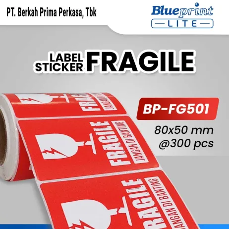 Stiker Label Unboxing Sticker Label Fragile Jangan dibanting 80x50 BLUEPRINT FG501 isi 300 tokopedia  sticker fragile  bp fg501