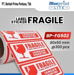 Sticker Label Fragile Jangan dibanting 80x50 BLUEPRINT FG502 isi 300