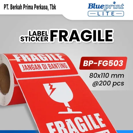 Stiker Label Unboxing Label Stiker Fragile Jangan dibanting 80x110 BLUEPRINT FG503 isi 200 tokopedia  sticker fragile  bp fg503