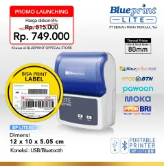 Portable Printer Thermal Label 80 BLUEPRINT BP LITE80 USB  Bluetooth