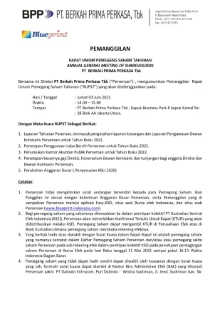 Investor Relation Panggilan Rups 03 Juni 2022