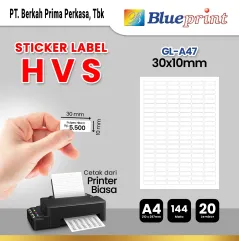 Kertas Stiker Label HVS Doff A4 BLUEPRINT Uk 30 x 10 mm  20 lembar