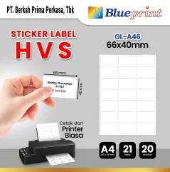 Kertas Stiker Label HVS Doff A4 BLUEPRINT Uk 66 x 40 mm  20 lembar