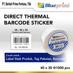 Direct Thermal Sticker 40 x 30 BLUEPRINT Label Stiker 40x30 mm 1 Roll
