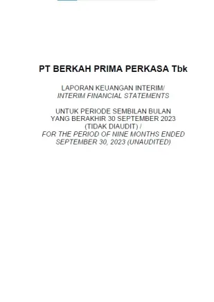 Hubungan Investor LAPORAN KEUANGAN INTERIM UNTUK PERIODE SEMBILAN BULAN YANG BERAKHIR 30 SEPTEMBER 2023 TIDAK AUDIT