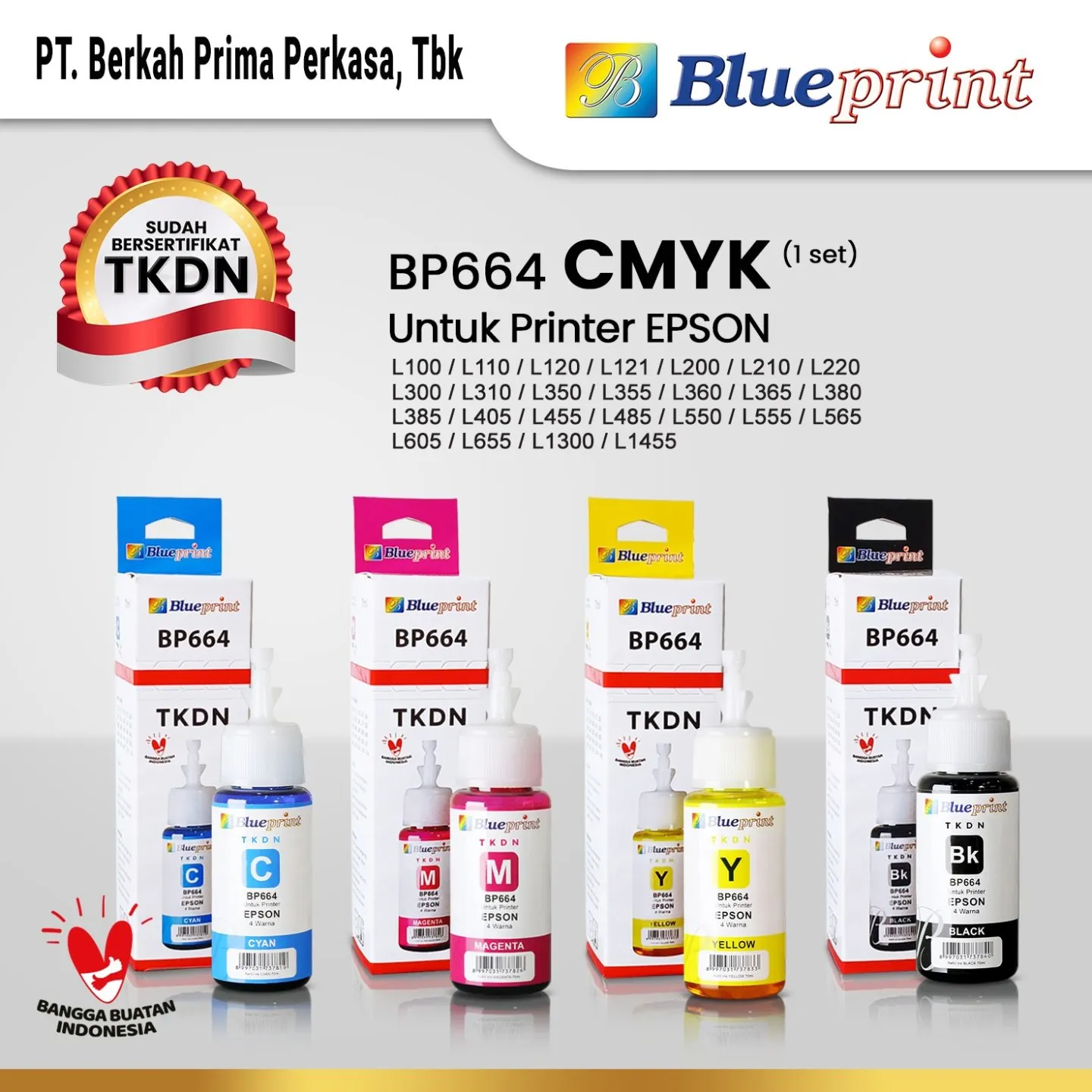 Tinta Epson 664 BLUEPRINT TKDN untuk Printer Epson 70ml - Hitam | Tinta