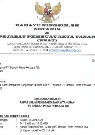 Hubungan Investor RISALAH RUPS TAHUNAN 25 JUNI 2024