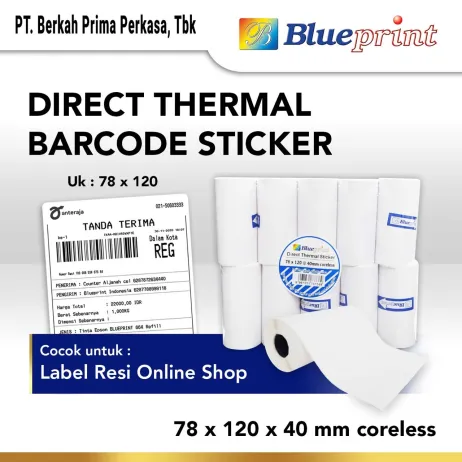 Sticker Label Portable<br> Direct Thermal Sticker Portable Label Resi BLUEPRINT 78x120 mm  40mm ~item/2021/10/23/bp dts100x120mm