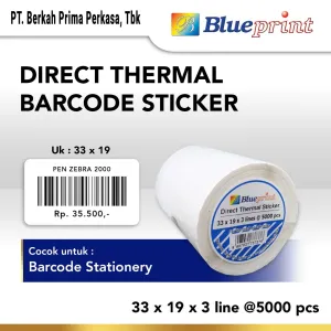 Sticker Label Direct Thermal Direct Thermal Sticker Label Barcode BLUEPRINT 33x19 mm 3 Line 5000pcs 1 ~item/2021/10/23/bp_dts33193