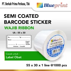 Sticker label Barcode Semicoated BLUEPRINT 55x30 mm 1 Line isi 1000Pcs