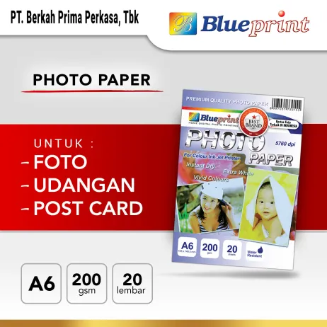 Kertas Foto Kertas Foto Glossy  Glossy Photo Paper BLUEPRINT A6 200 gsm ~item/2021/10/23/photo paper a6 200 gsm