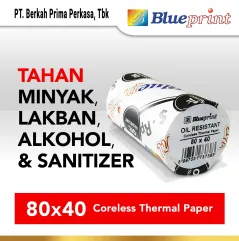 Thermal Oil Resistant BLUEPRINT Kertas Struk TAHAN LAKBAN 80x40 mm