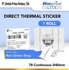 Direct Thermal Sticker  Label Stiker Portable BLUEPRINT Lite 78 Continuous 40mm  1 Roll