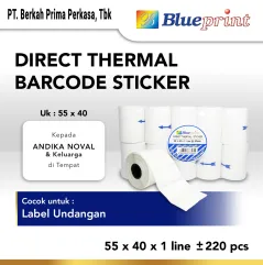 Direct Thermal Sticker  Label Stiker BLUEPRINT 55x40x1 Line Isi 220