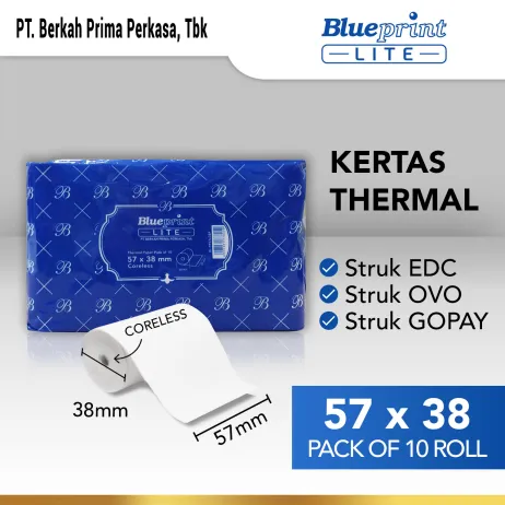 Kertas Thermal Kertas Struk  Kertas Kasir  Kertas Thermal BLUEPRINT Lite 57x38 mm  57x38os ~item/2022/11/10/tokopedia  kertas thermal 57x38 lite