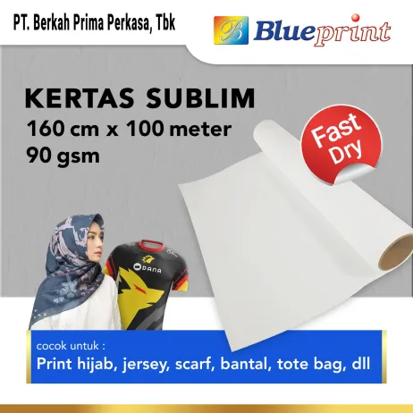 Printer Sublim Kertas Sublim Roll BLUEPRINT 160 x 100 meter Sublimation Paper 90 Gsm ~item/2022/12/8/kertas sublim 160cm x 100m slide 1
