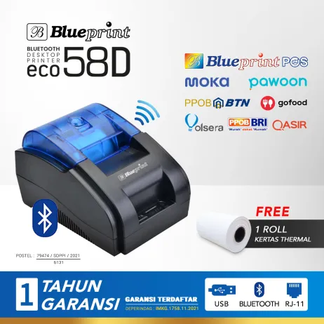 Printer Thermal Printer Bluetooth thermal kasir ECO 58D Blueprint  USB  BT  RJ11  ~item/2022/7/20/bp eco58d tanpa harga