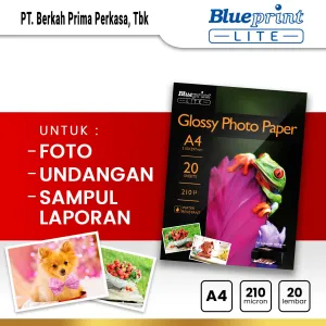 Kertas Foto Kertas Foto Glossy Photo Paper Poto BLUEPRINT Lite A4 - 10R 210 Micron 1 ~item/2022/7/20/tokopedia__kertas_foto_bp_lite_120_micron_tanpa_harga