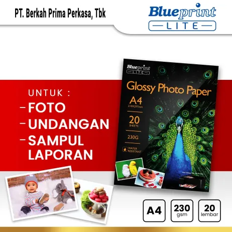 Kertas Foto Kertas Foto Glossy Photo Paper Poto BLUEPRINT Lite A4  10R 230 gsm ~item/2022/7/20/tokopedia  kertas foto bp lite 230 gsm tanpa harga