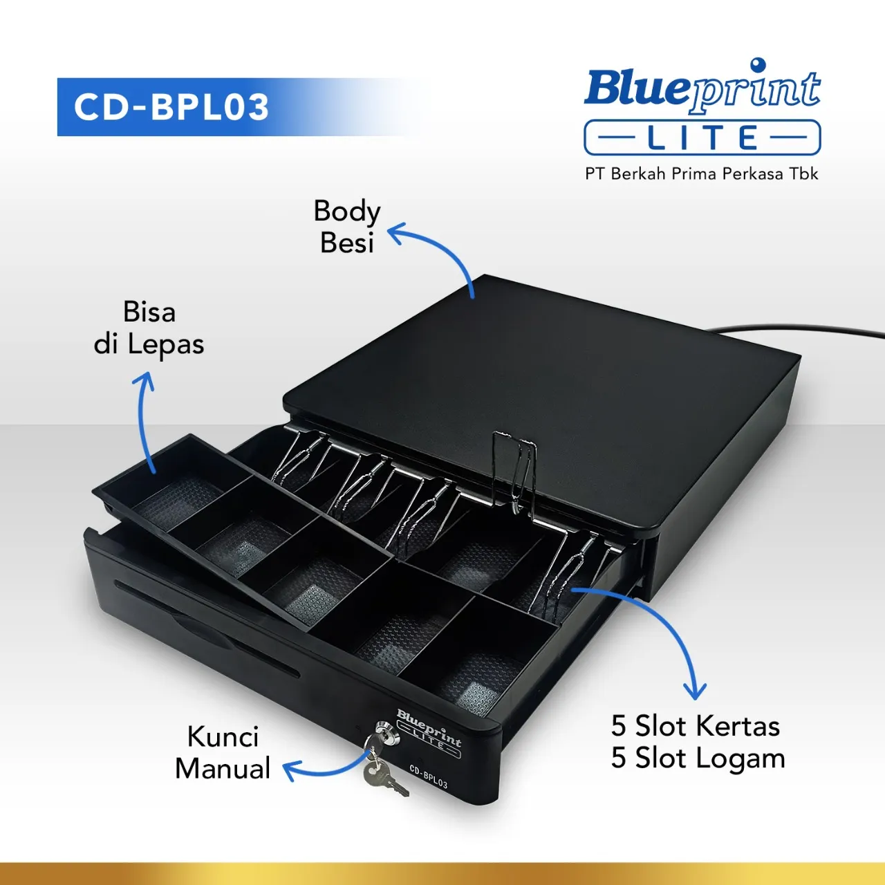 Cash Drawer Laci Kasir Uang BLUEPRINT CDBPL03 40x40,5x10 Cm Cash