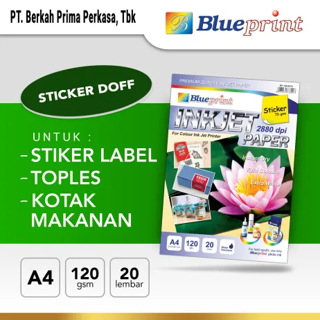 Kertas Stiker<br> Sticker Inkjet Paper A4 BLUEPRINT Kertas Stiker Inkjet 70 Gsm  20 Lembar ~item/2022/9/23/inkjet paper sticker a4 v2