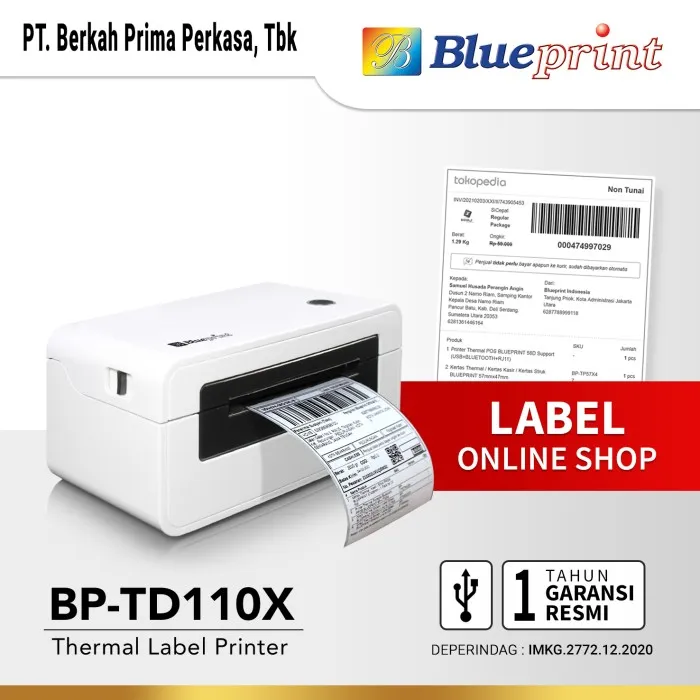 Printer Barcode Thermal Printer Label Resi A6 BLUEPRINT BP TD110X