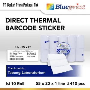 Sticker Label Portable<br> Direct Thermal Sticker , Kertas Label Stiker BLUEPRINT 55 x 20 , 55x20 mm 1 Line - 10 Roll 1 ~item/2023/1/27/bp_dts55201p_slide_1