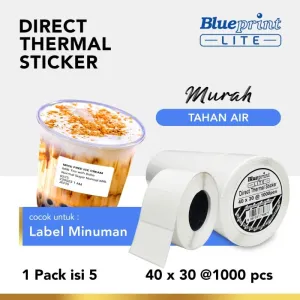 Sticker Label Direct Thermal Direct Thermal Stiker 40 x 30 BLUEPRINT Lite 40x30 mm 1 Roll isi 1000 1 ~item/2023/9/2/40x30_lite_1