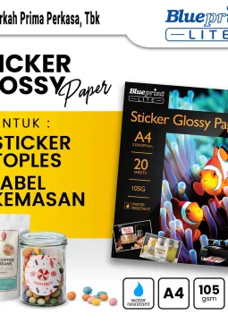 Kertas Stiker<br> Kertas Stiker Glossy  Sticker Glossy Paper BLUEPRINT LITE A4 105 micron ~item/2025/2/13/tokopedia stiker a4 bp lite  nemo